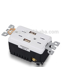 UL перечислил 15-Усилитель переменного тока розетки штепсельная розетка с 2 Встроенный USB зарядное устройство портов